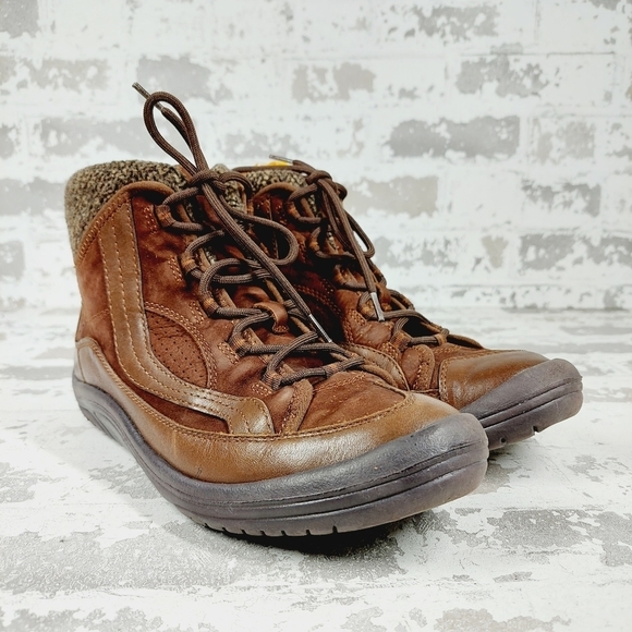 Nature Walk Brown Leather Lace Up Casual Flat Winter Ankle Boots F742 - Picture 4 of 11